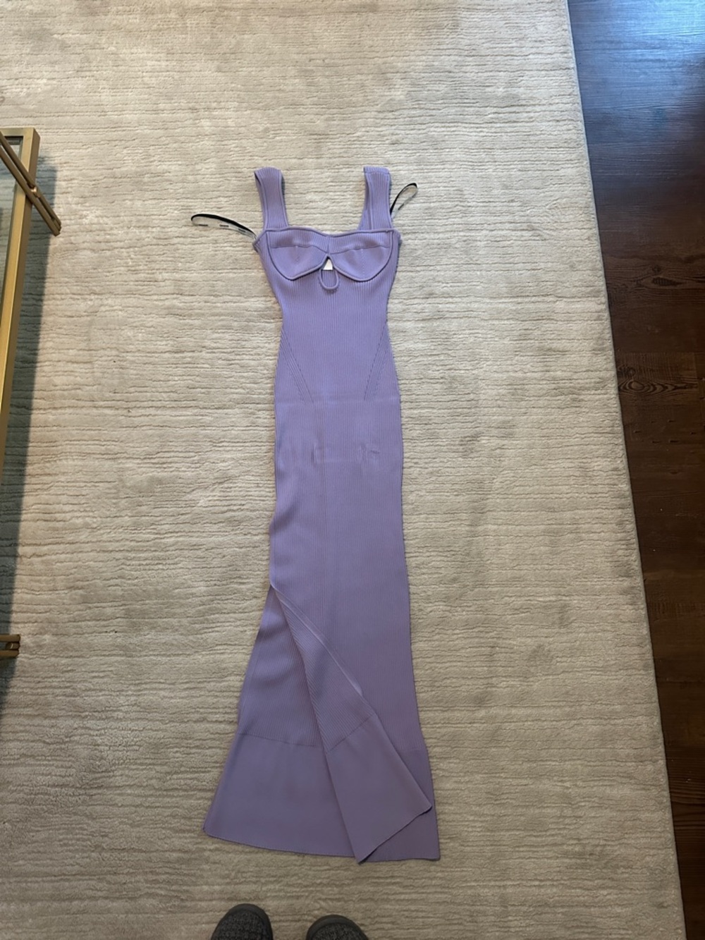 Aknvas Lilac Sculpted-Bust Knit Maxi Dress